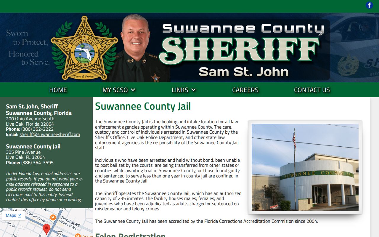 Official Suwannee County Jail information page